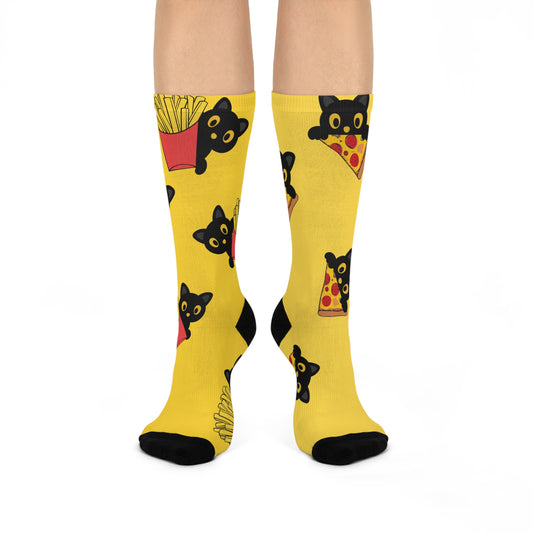 Playful Cat Crew Socks, Fun Cat Pattern Socks for Cat Lovers, Cute Animal Gift, Cozy Crew Socks, Perfect for Casual Wear