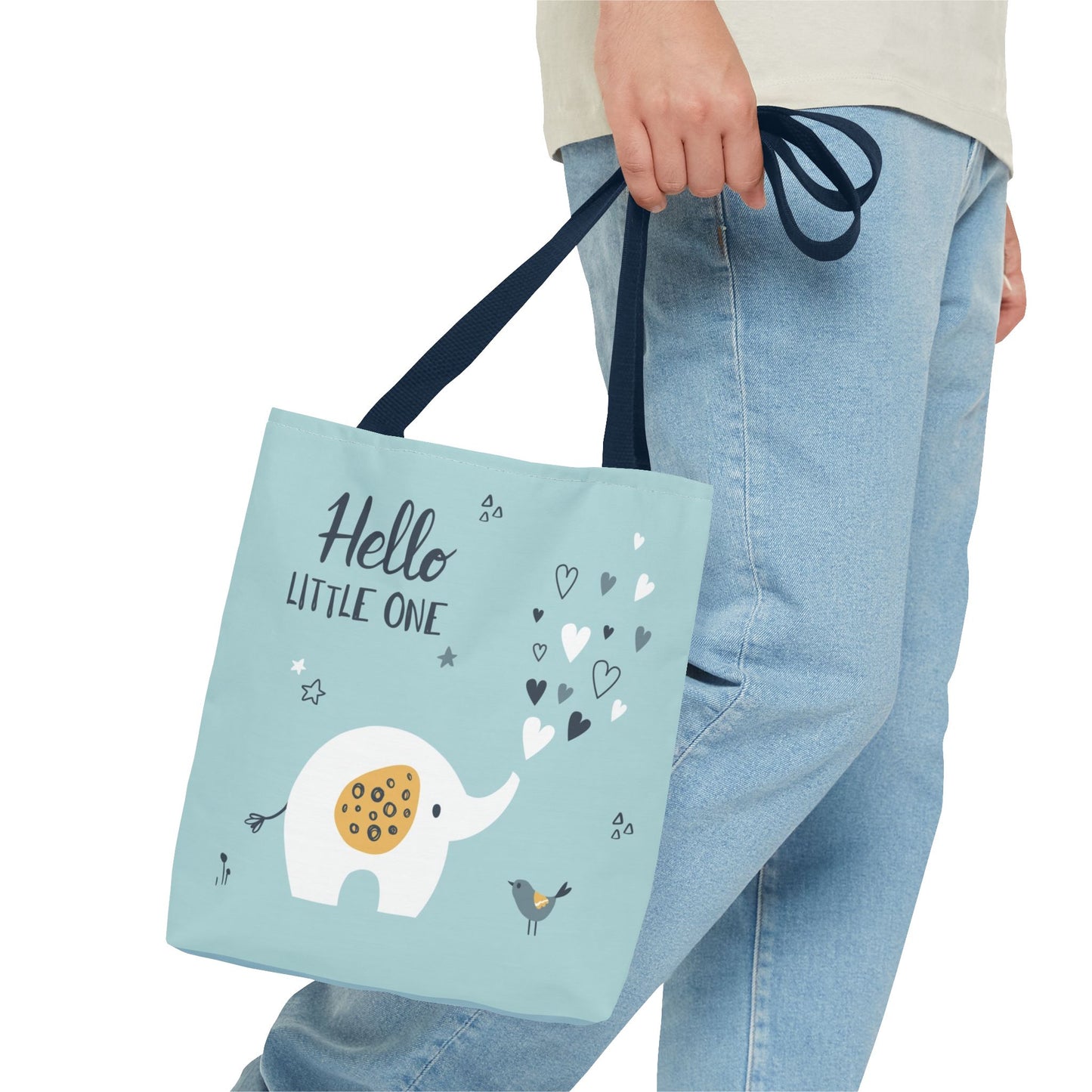 Baby Elephant 'Hello Little One' Tote Bag — Cute Newborn Gift, Baby Shower Tote