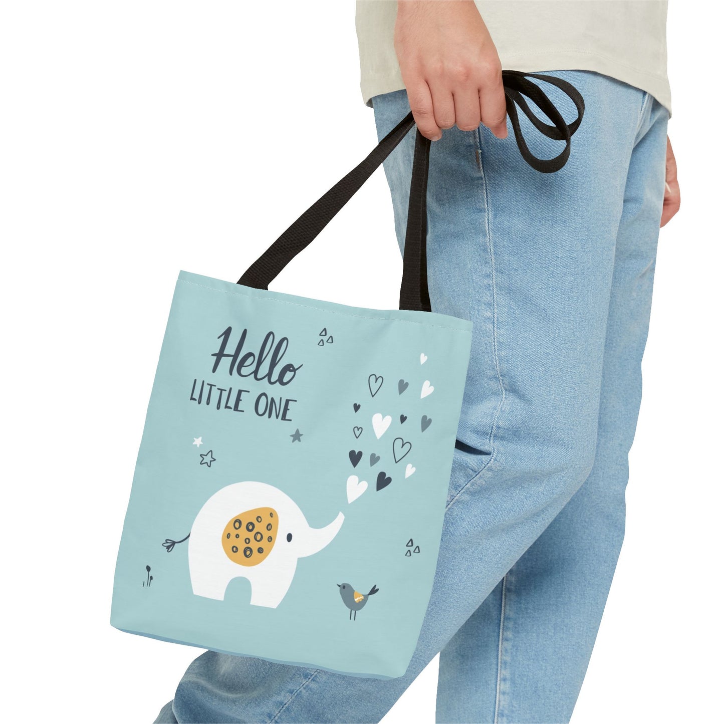 Baby Elephant 'Hello Little One' Tote Bag — Cute Newborn Gift, Baby Shower Tote
