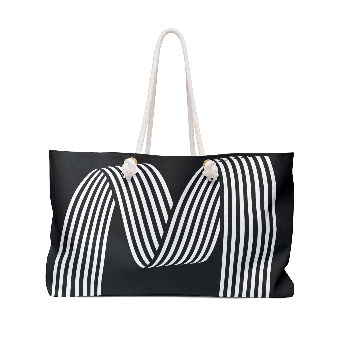 beach bags gym bags Monochrome Wavy Stripe Weekender Bag  Black White Travel Tote