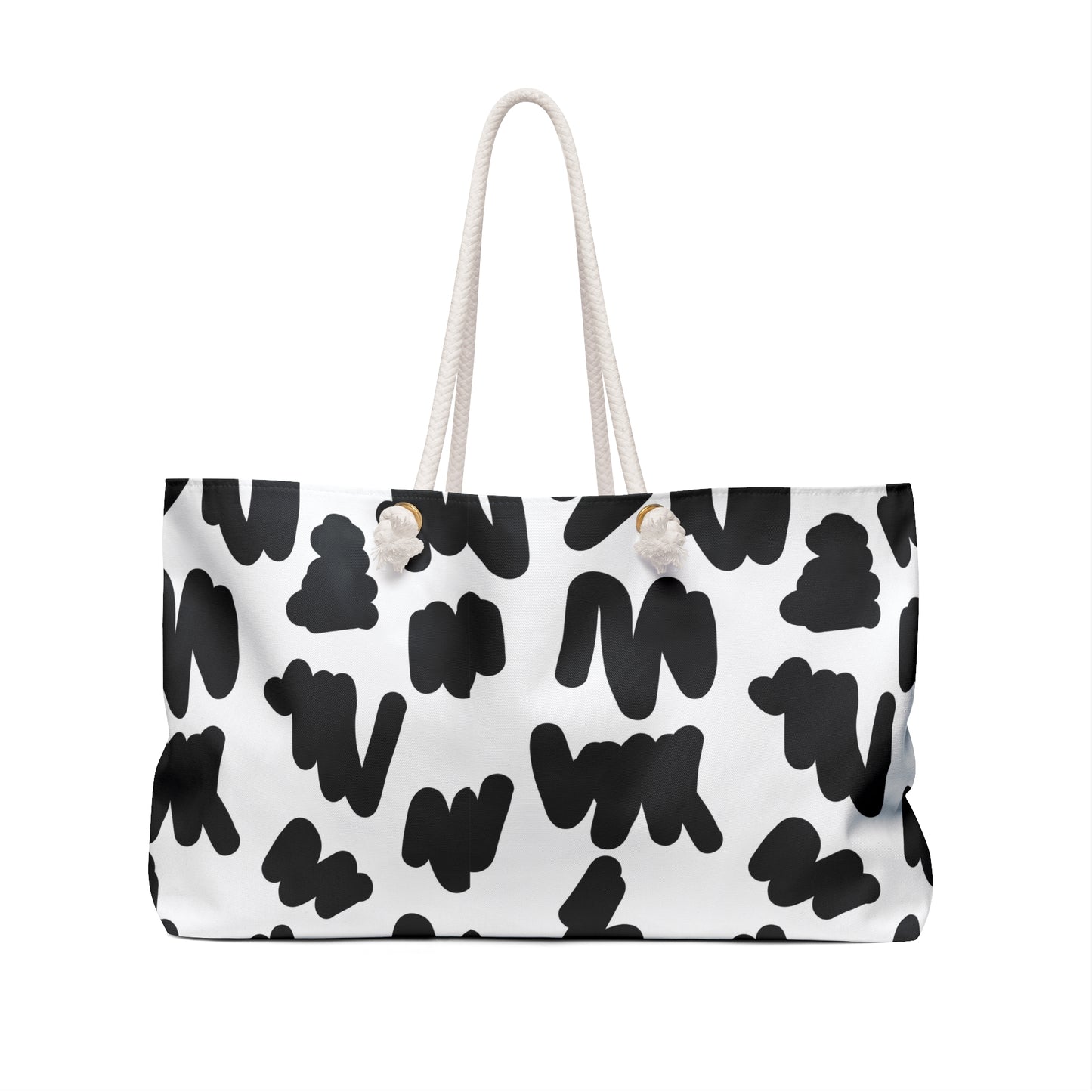 Black Brushstroke Weekender Bag — Modern Abstract Travel Tote