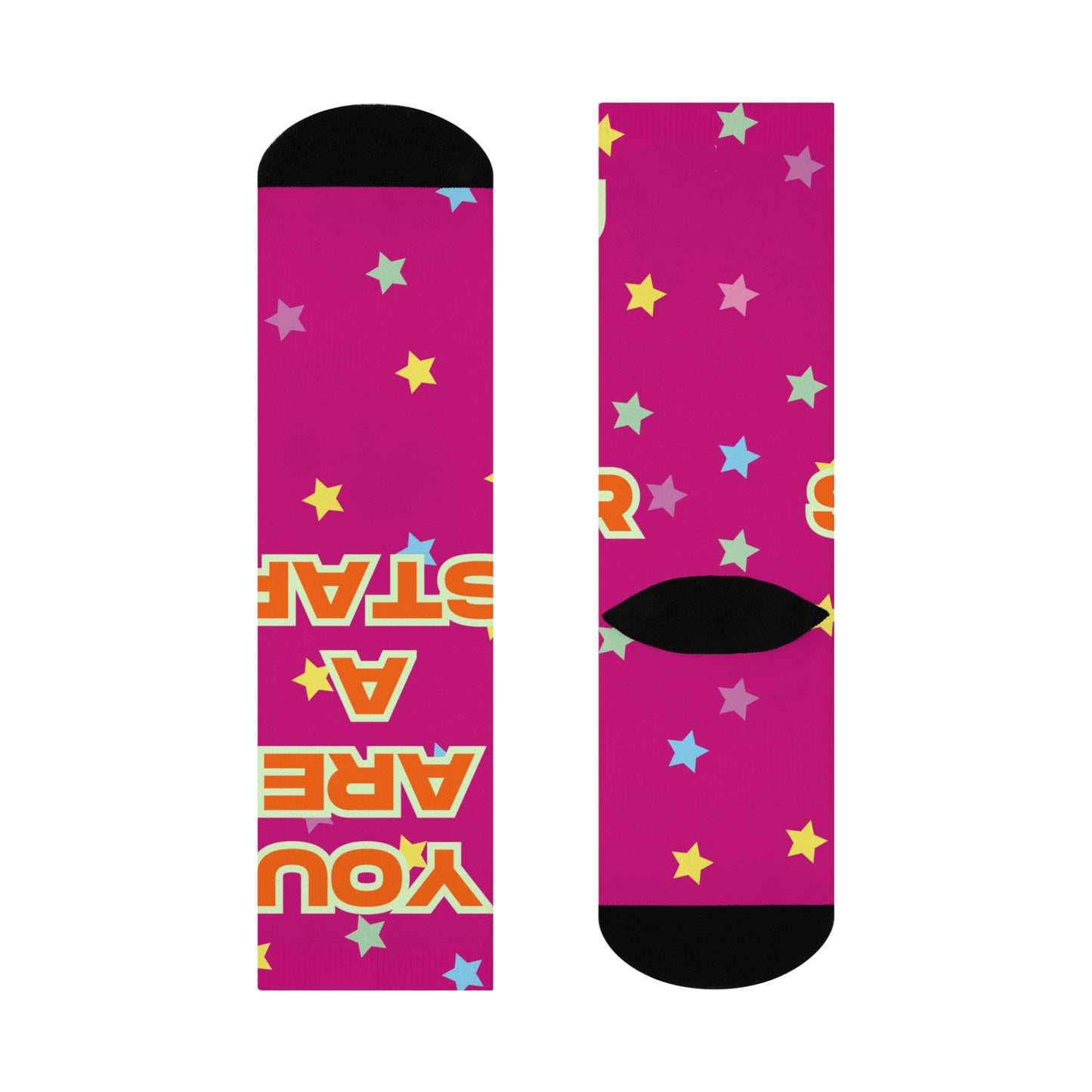 Vibrant Motivational Crew Socks | You Are A Star | Gifts for Encouragement, Friendship, Birthdays, Cheer Up, Positive Vibes