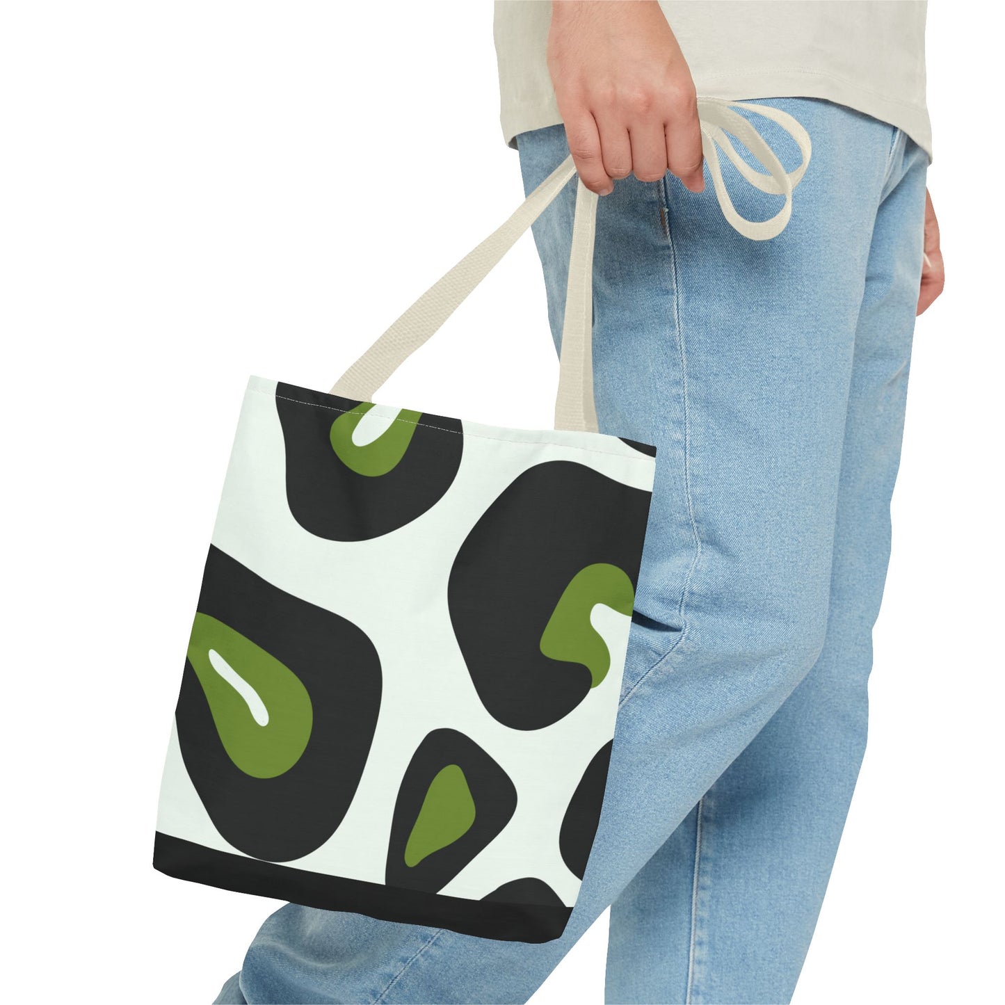 Abstract Green Leopard Print Tote Bag — All-Over-Print Fashion Tote
