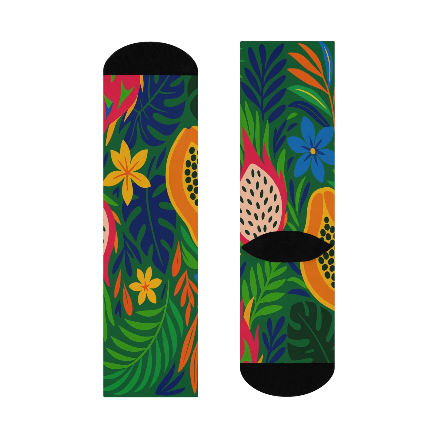 Vibrant Tropical Crew Socks for Comfort and Style, Colorful Cushion Socks, Tropical Paradise Gift, Fun Socks for Summer, Stylish Home footwear
