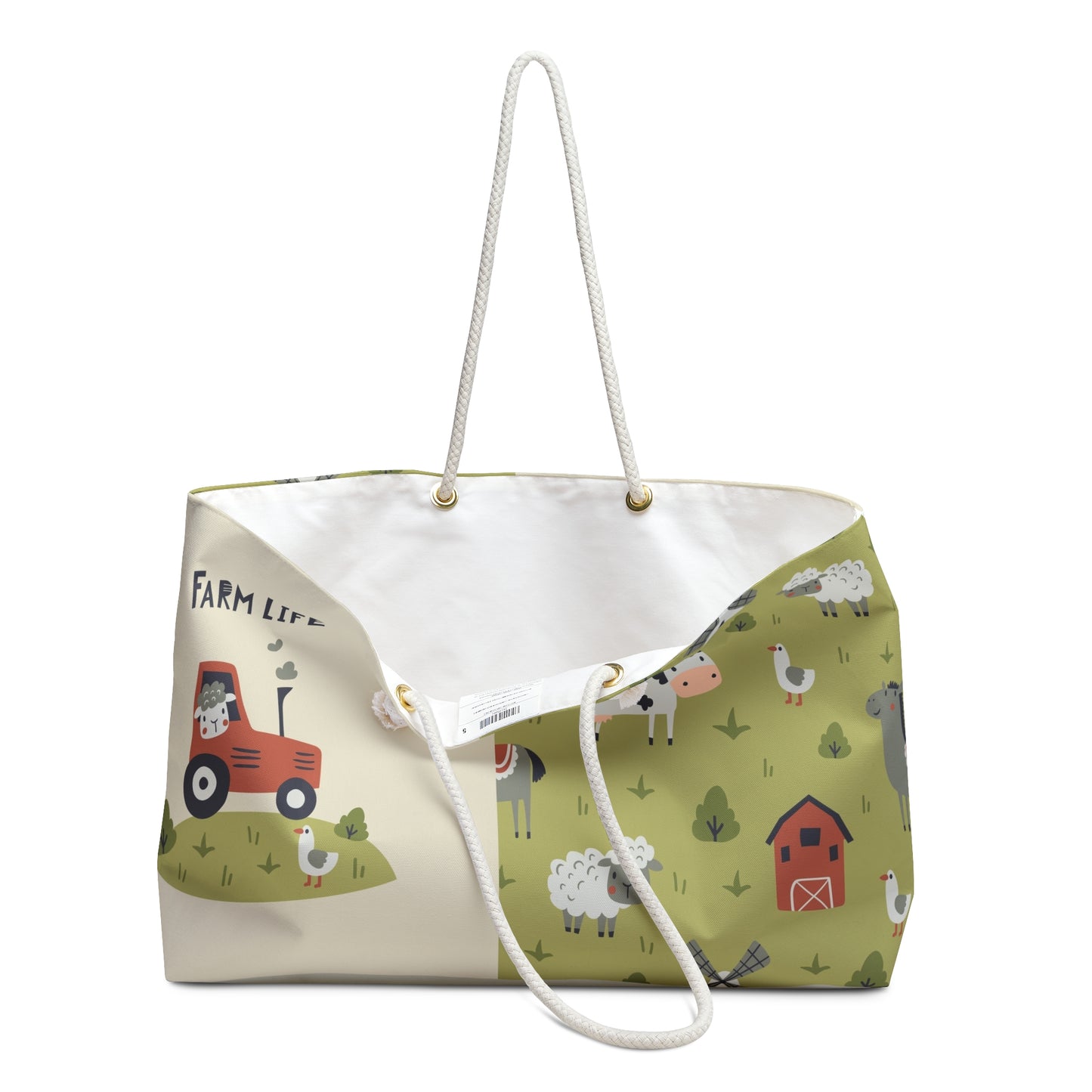 beach bags travel bags Farm Life Weekender Bag Cute Tractor Cow Sheep Pattern
