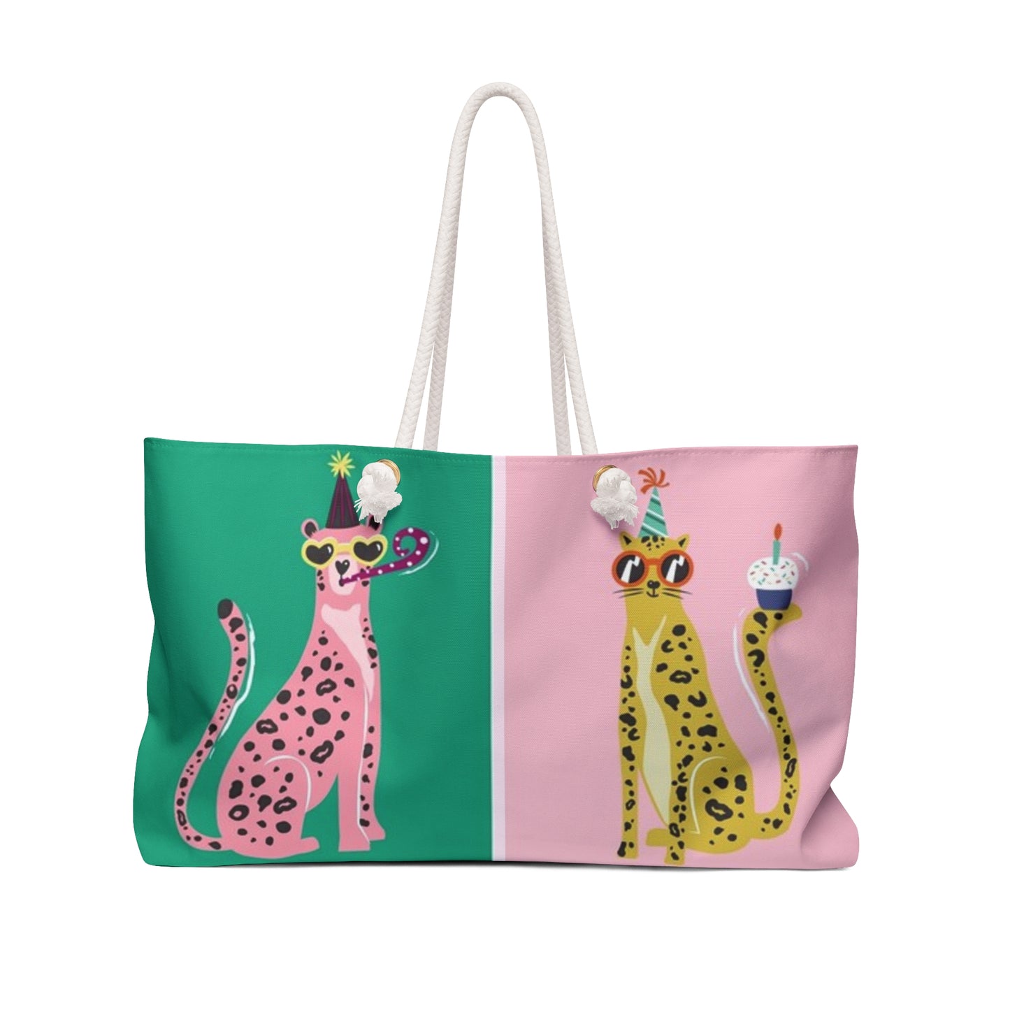 Fun & Colorful Weekender Bag for Cat Lovers, Travel Tote, Personalized Gift, Beach, Gym, Vacation, Cute Animal Design