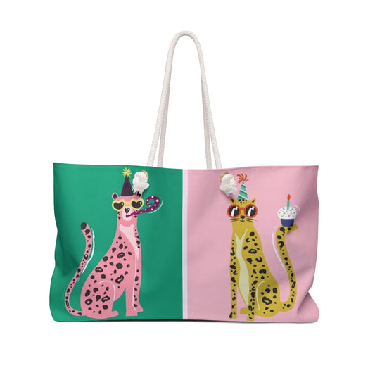 Fun & Colorful Weekender Bag for Cat Lovers, Travel Tote, Personalized Gift, Beach, Gym, Vacation, Cute Animal Design