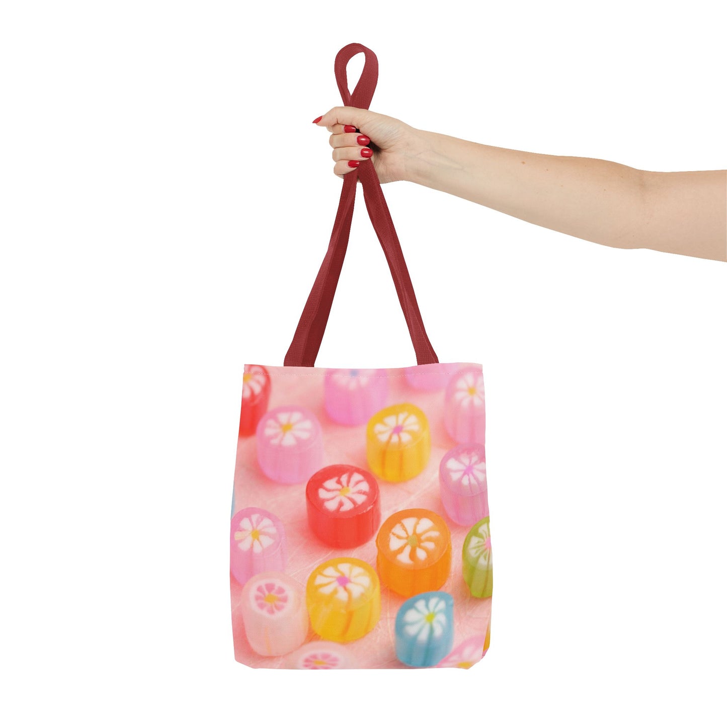 Colorful Candy Pattern Tote Bag | Sweet Treats Shopping Bag, Gift for Her, Summer Accessory, Beach Bag, Eco-Friendly Tote