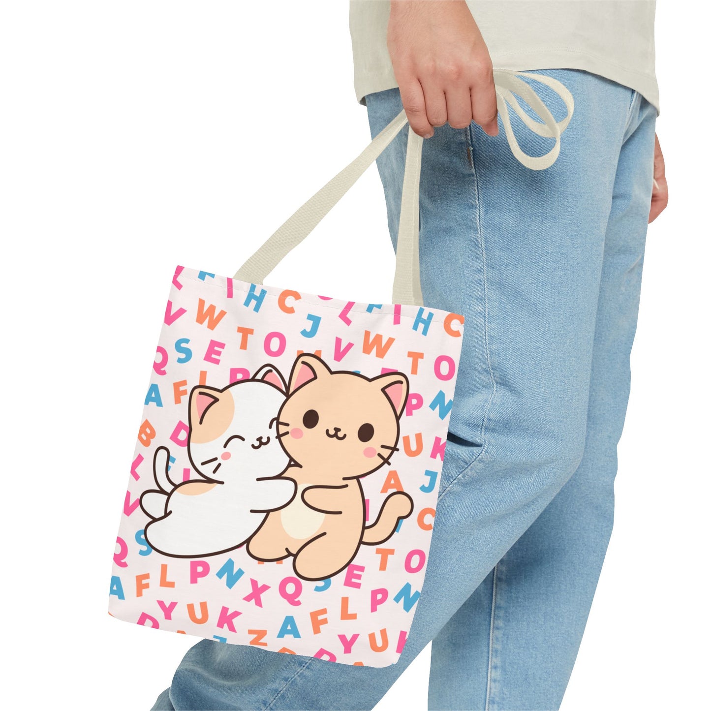 Cute Cat Tote Bag with Playful Design, Perfect for Cat Lovers, Eco-Friendly Shopping Bag, Gift for Birthdays, Everyday Use, Kawaii Style