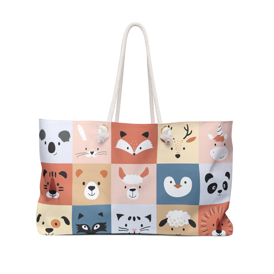 Adorable Animal Weekender Bag, Tote for Travel, Cute Animal Lover Gift, Stylish Diaper Bag, Perfect for Weekend Getaways